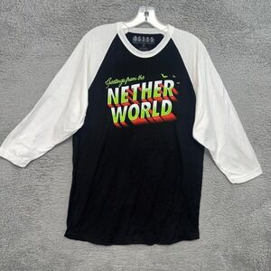 Beetlejuice The Musical Broadway T Shirt Men's Size M Black/White 3/4 Raglan Tee